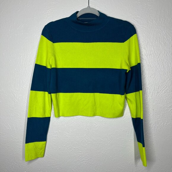 Victor Glemaud x Target Striped Mock Turtleneck Blue/Green Pullover Sweater - Picture 2 of 10